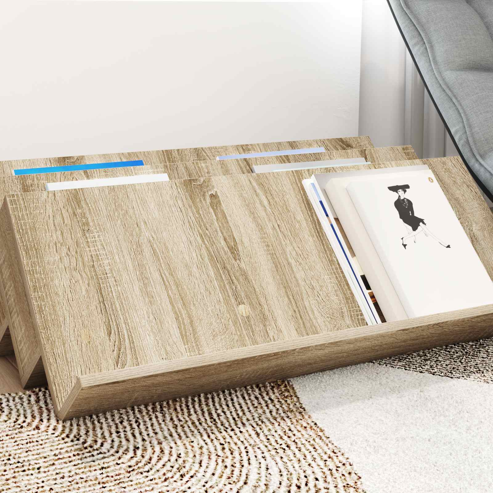 Regál Na Časopisy Sonoma Dub 90 X 53 X 28,5 Cm Kompozitní Dřevo