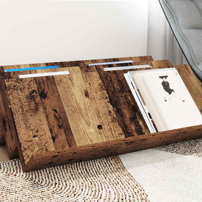 Regál Na Časopisy S Policí Staré Dřevo 90 X 53 X 28,5 Cm