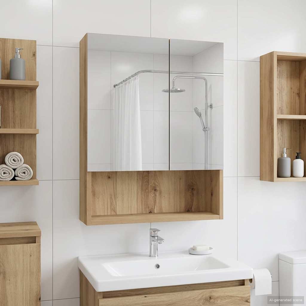 Koupelnová Zrcadlová Skříň Sonoma Dub 60 X 14.5 X 70 Cm