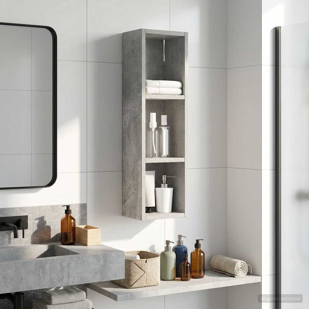 Koupelnová Nástěnná Skříňka Betonově Šedá 20 X 14 X 70 Cm
