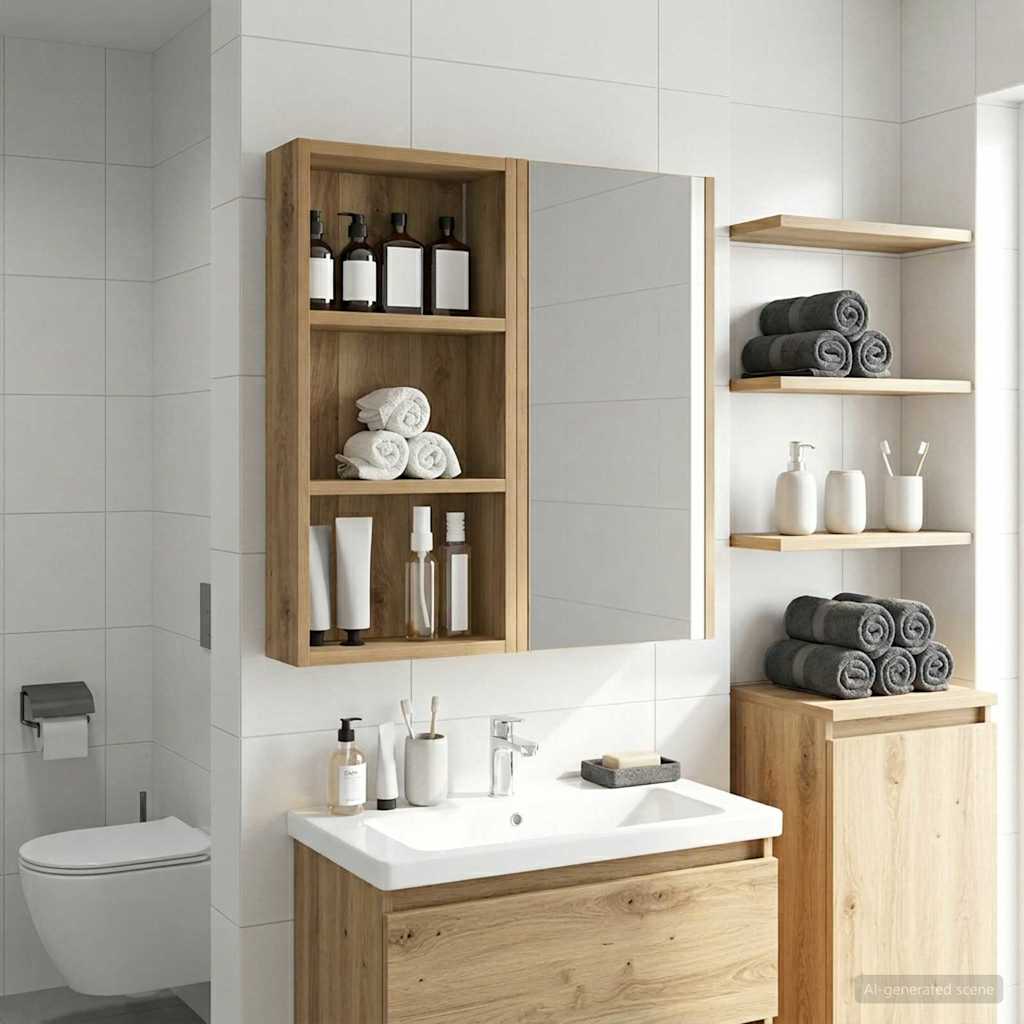Koupelnová Nástěnná Skříňka Umělecký Dub 30 X 10 X 60,5 Cm