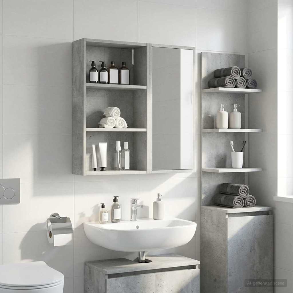 Koupelnová Nástěnná Skříňka Betonově Šedá 40 X 14 X 70 Cm