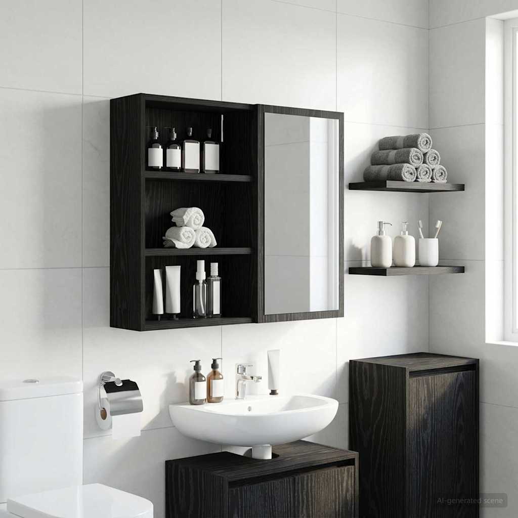 Koupelnová Nástěnná Skříňka Černý Dub 40 X 16 X 62,5 Cm