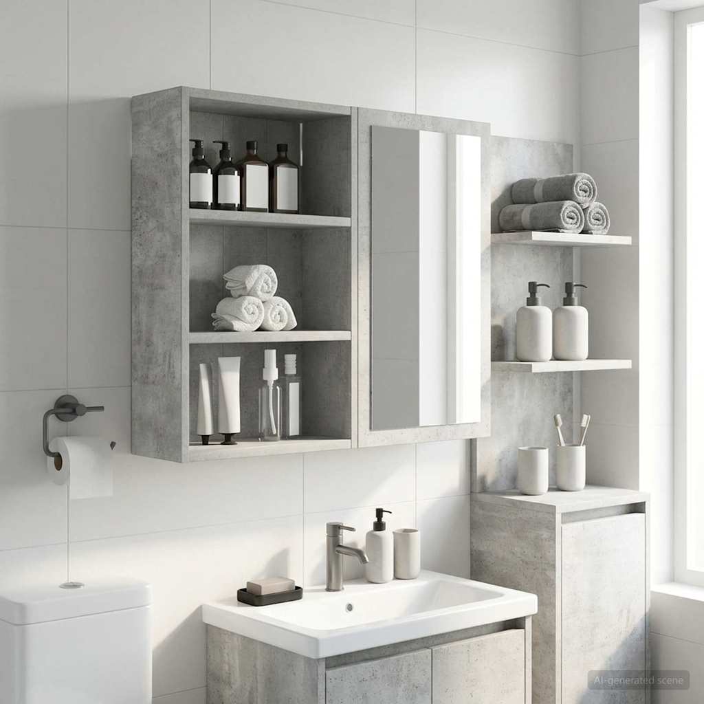 Koupelnová Nástěnná Skříňka Betonově Šedá 40 X 16 X 62,5 Cm