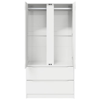 Šatní Skříň Se Dveřmi Bílý 79,5 X 49 X 156 Cm Dřevěný Materiál