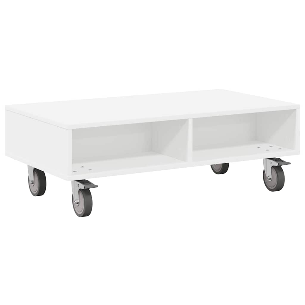 Stolek S Koly Bílá 90 X 50 X 30 Cm Kompozitní Dřevo