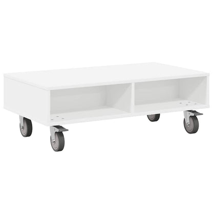 Stolek S Koly Bílá 90 X 50 X 30 Cm Kompozitní Dřevo