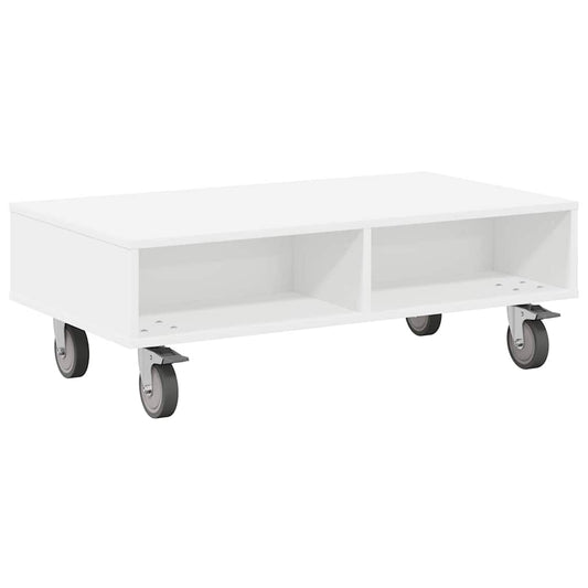 Stolek S Koly Bílá 90 X 50 X 30 Cm Kompozitní Dřevo