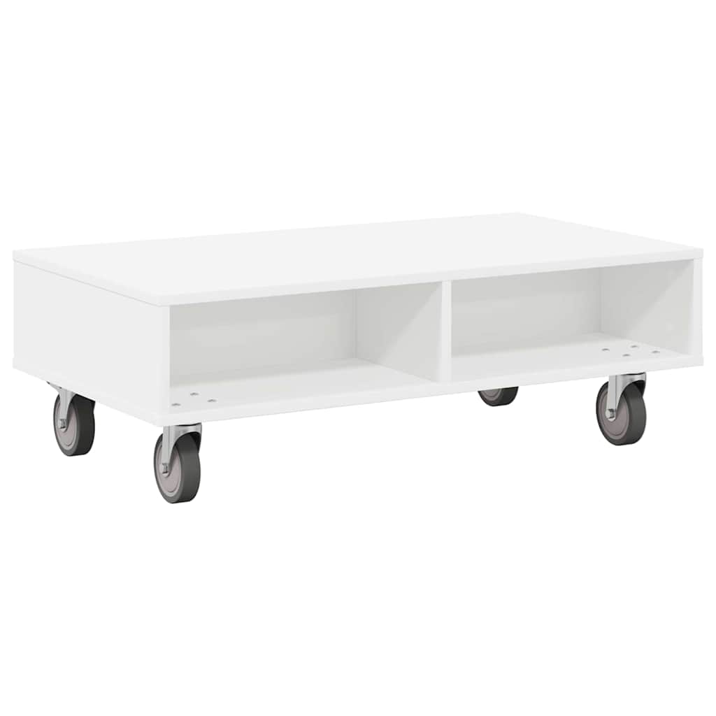 Stolek S Koly Bílá 90 X 50 X 30 Cm Kompozitní Dřevo