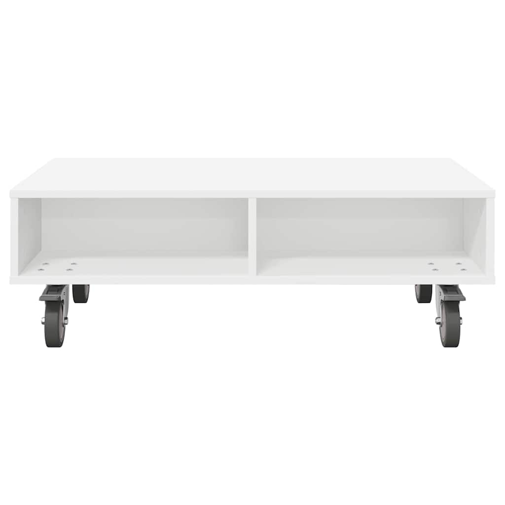 Stolek S Koly Bílá 90 X 50 X 30 Cm Kompozitní Dřevo