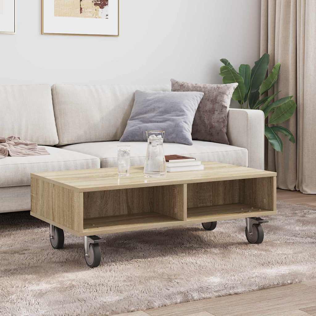 Stolek S Koly Sonoma Dub 90 X 50 X 30 Cm Kompozitní Dřevo