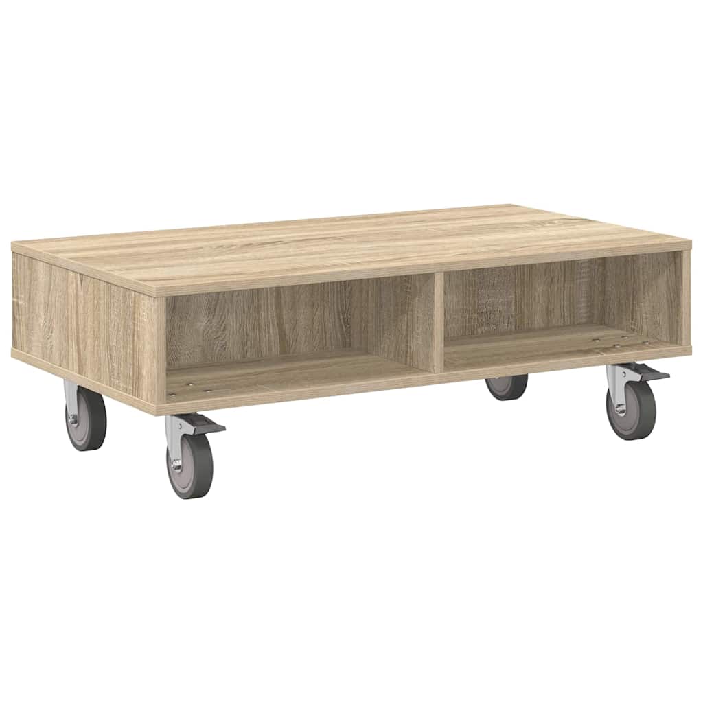 Stolek S Koly Sonoma Dub 90 X 50 X 30 Cm Kompozitní Dřevo