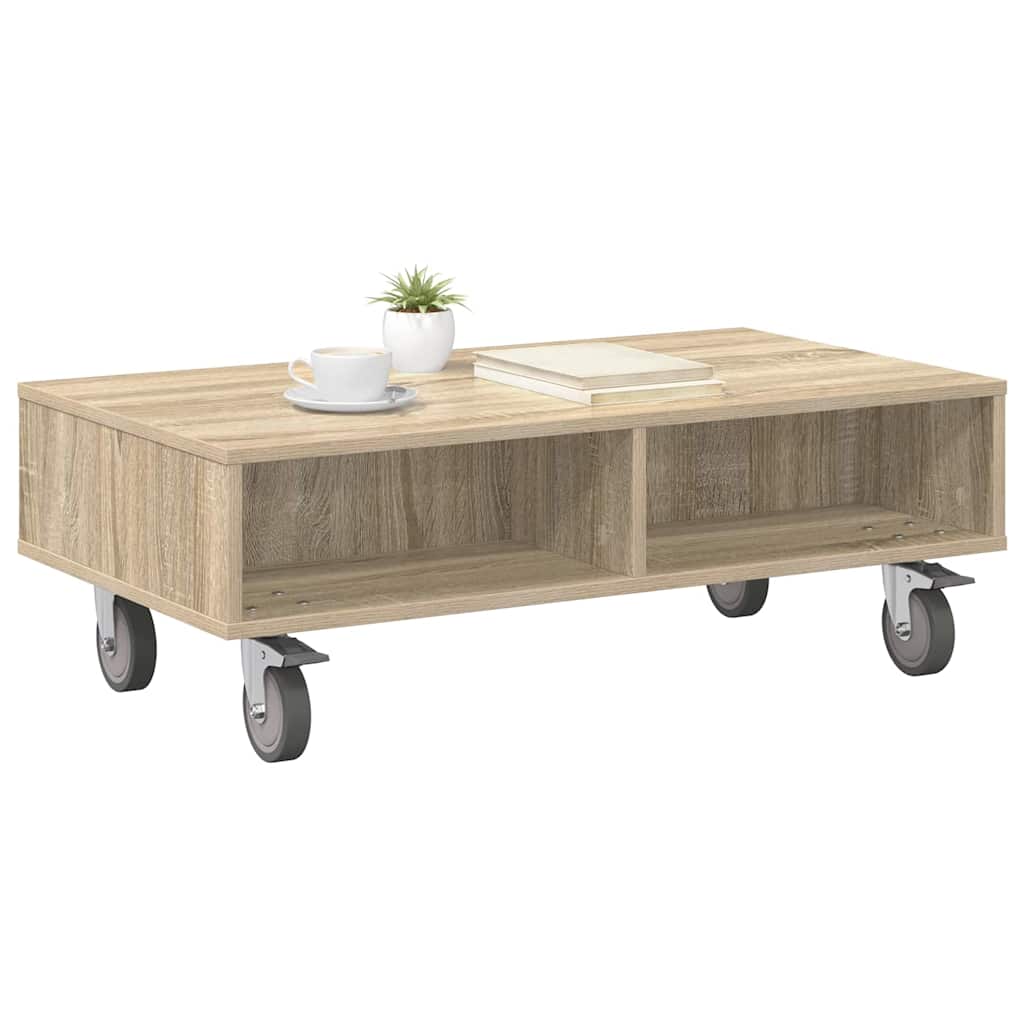 Stolek S Koly Sonoma Dub 90 X 50 X 30 Cm Kompozitní Dřevo