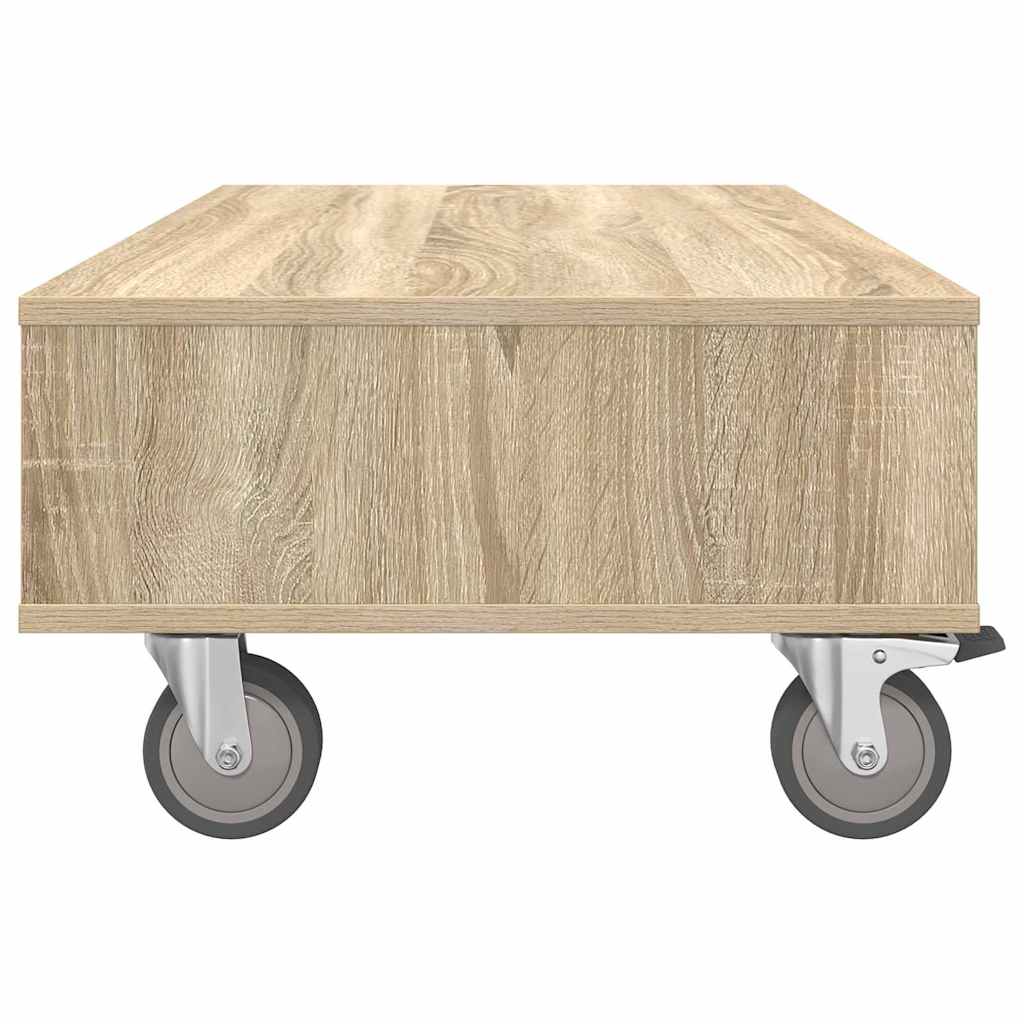 Stolek S Koly Sonoma Dub 90 X 50 X 30 Cm Kompozitní Dřevo