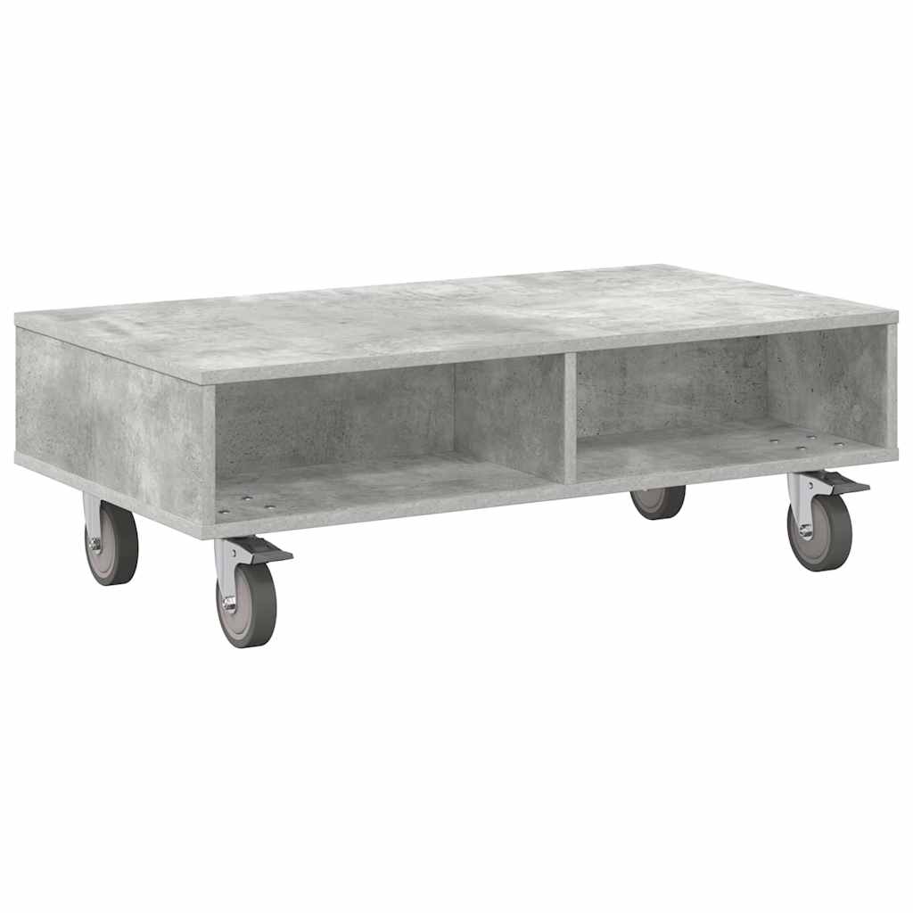 Stolek S Koly Betonově Šedá 90 X 50 X 30 Cm Kompozitní Dřevo