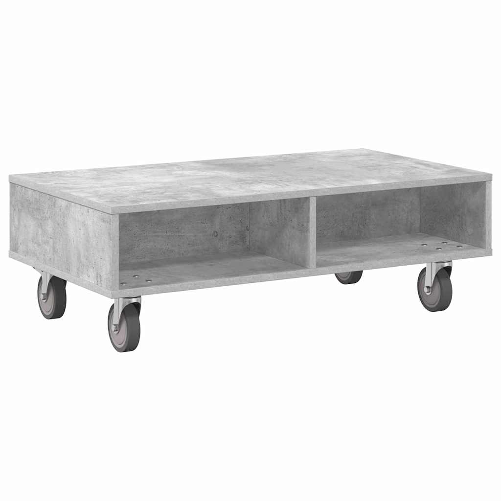 Stolek S Koly Betonově Šedá 90 X 50 X 30 Cm Kompozitní Dřevo