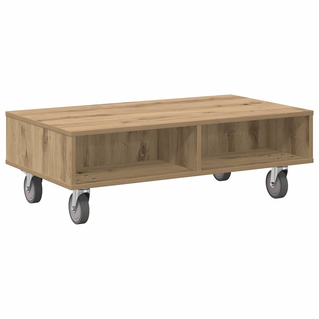 Stolek S Koly Artisanový Dub 90 X 50 X 30 Cm Kompozitní Dřevo