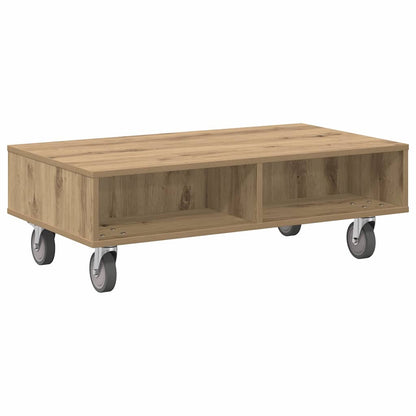 Stolek S Koly Artisanový Dub 90 X 50 X 30 Cm Kompozitní Dřevo
