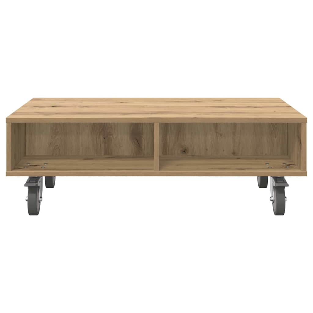 Stolek S Koly Artisanový Dub 90 X 50 X 30 Cm Kompozitní Dřevo