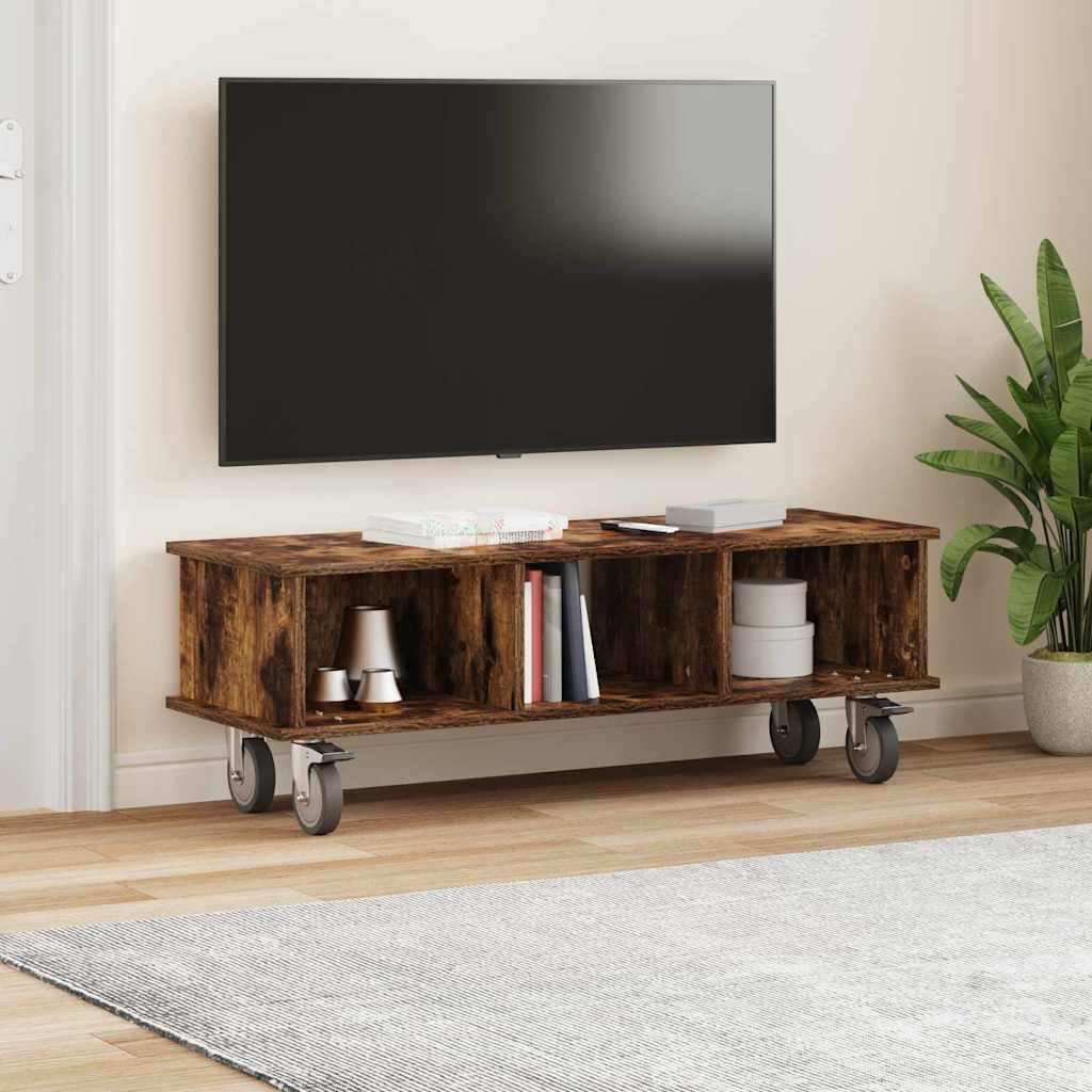 Televizní Stojan 100 X 35 X 35 Cm Kouřový Dub Kompozitní Dřevo