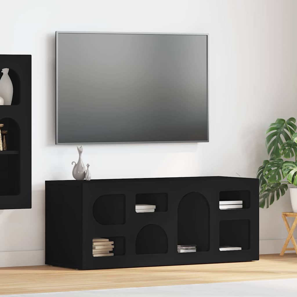 Televizní Skříň Elst 100 X 35 X 40 Cm Černá Kompozitní Dřevo