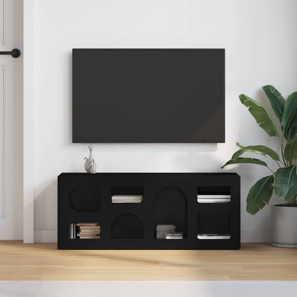 Televizní Skříň Elst 100 X 35 X 40 Cm Černá Kompozitní Dřevo