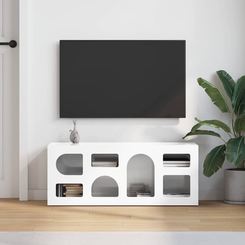 Televizní Skříň Elst 100 X 35 X 40 Cm Vysoce Lesklá Bílá