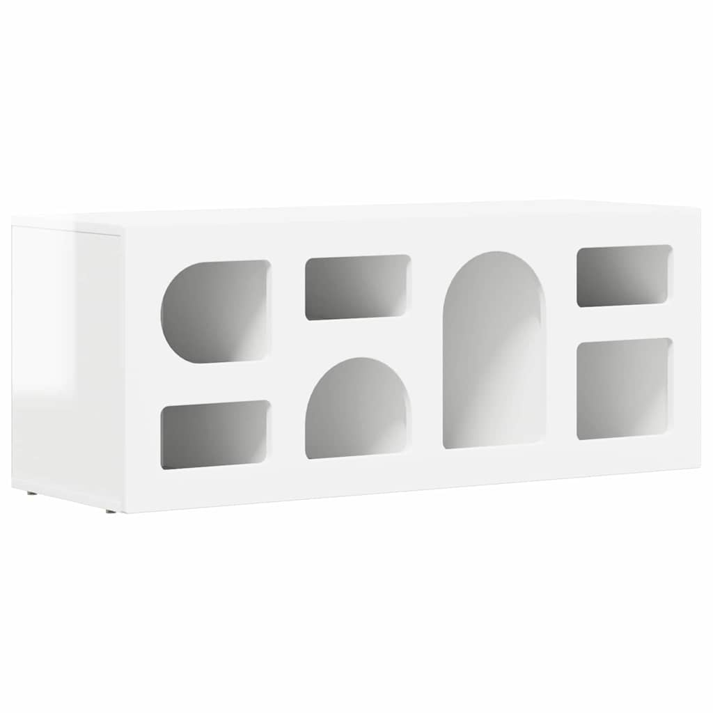 Televizní Skříň Elst 100 X 35 X 40 Cm Vysoce Lesklá Bílá