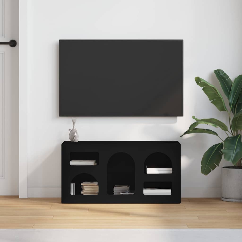 Televizní Skříň Elst 80 X 35 X 40 Cm Černá Kompozitní Dřevo