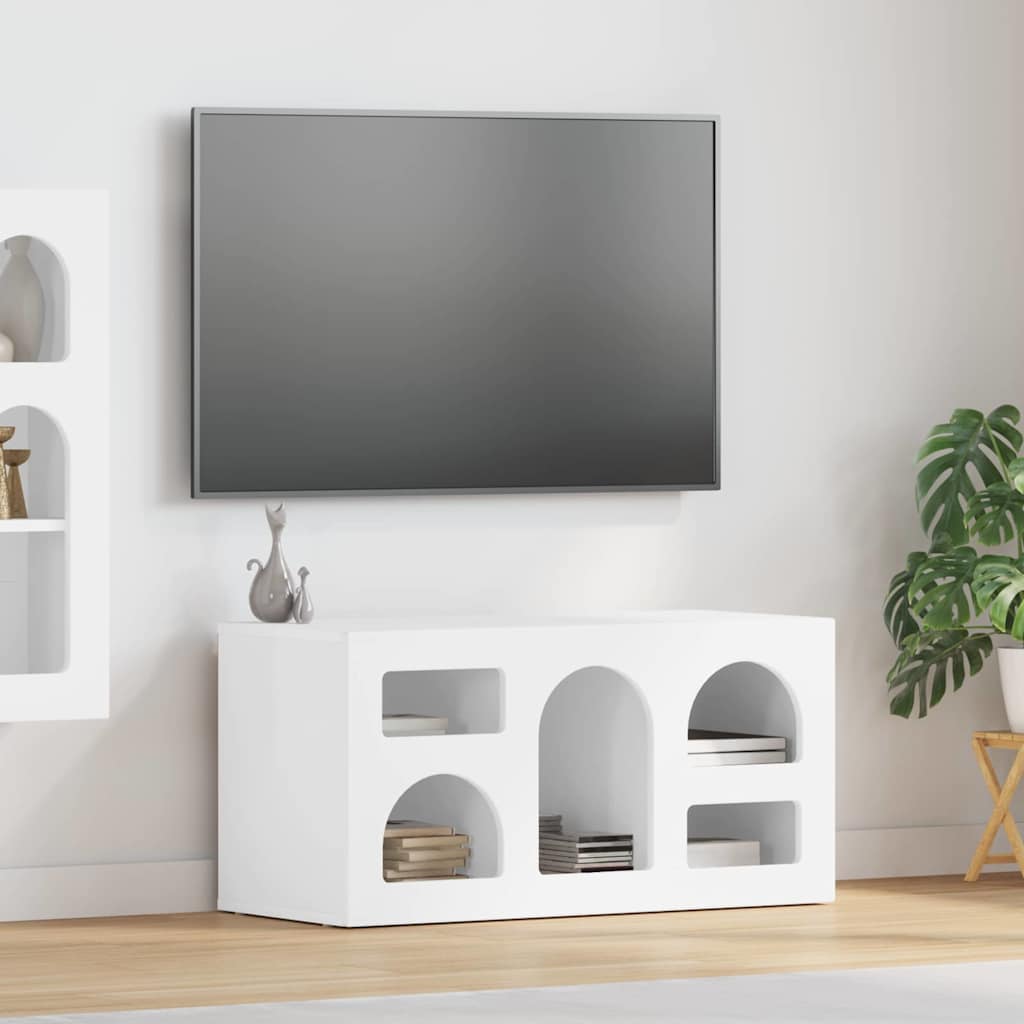 Televizní Skříň Elst 80 X 35 X 40 Cm Vysoce Lesklá Bílá