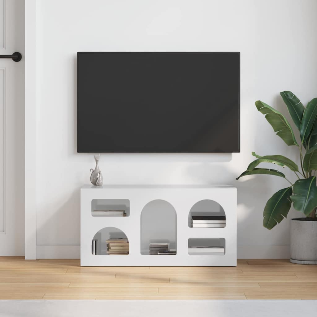 Televizní Skříň Elst 80 X 35 X 40 Cm Vysoce Lesklá Bílá