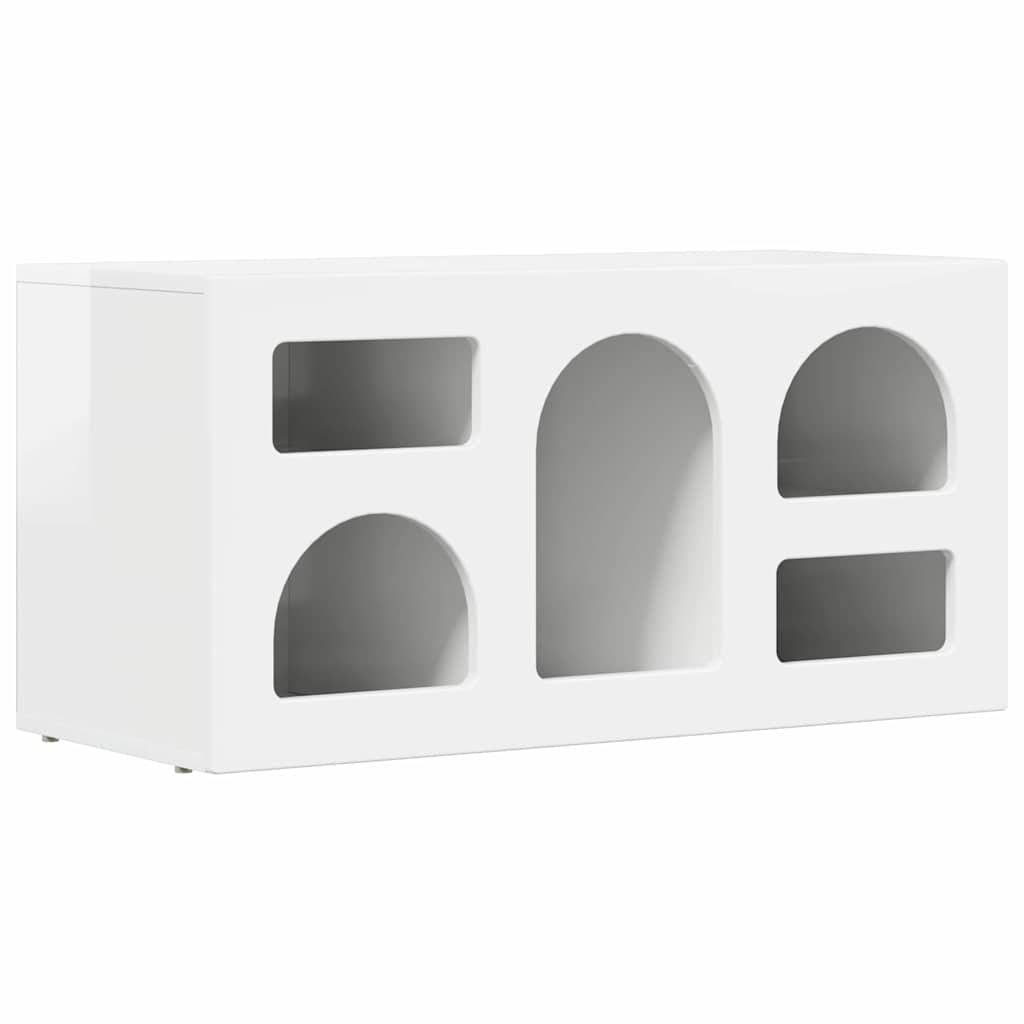 Televizní Skříň Elst 80 X 35 X 40 Cm Vysoce Lesklá Bílá
