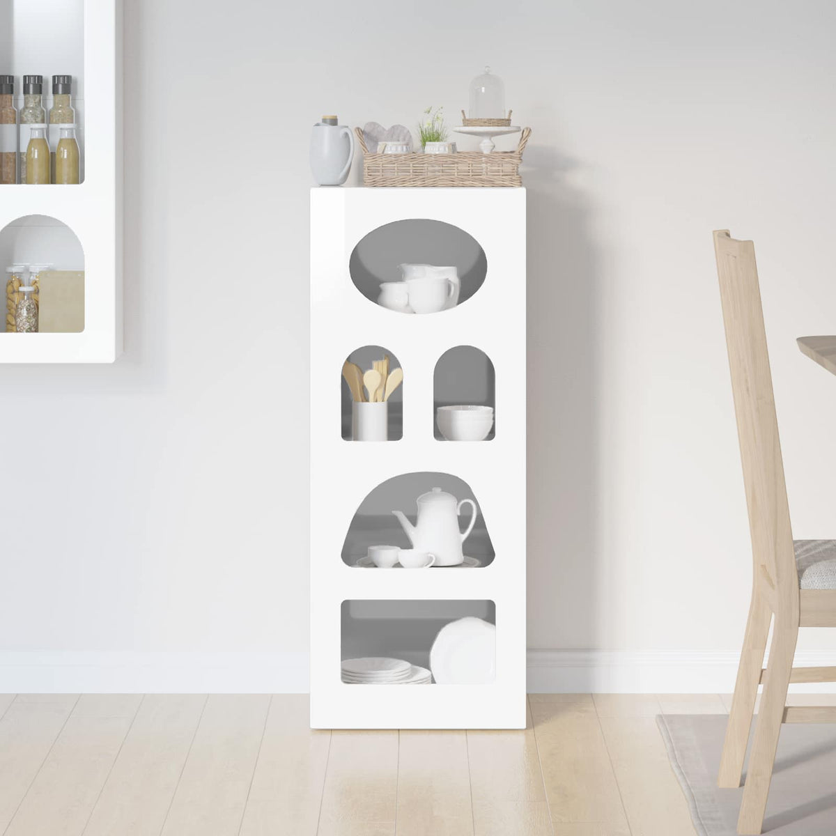 Servírovací Skříň Elst Vysoce Lesklá Bílá 40 X 35 X 100,5 Cm