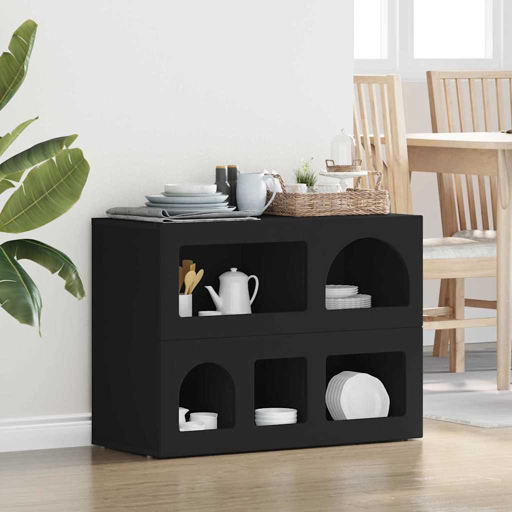 Servírovací Skříň Elst Černá 80.5 X 35 X 59 Cm Kompozitní Dřevo