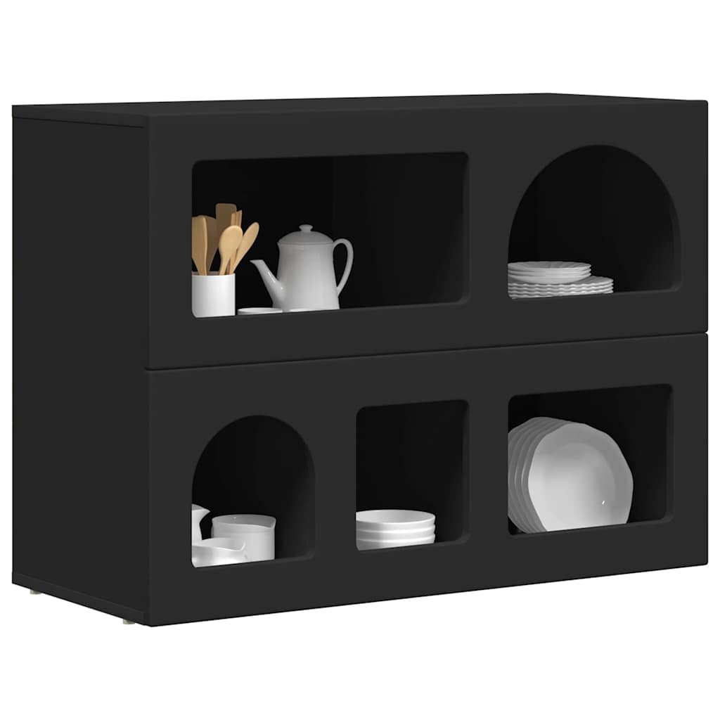 Servírovací Skříň Elst Černá 80.5 X 35 X 59 Cm Kompozitní Dřevo