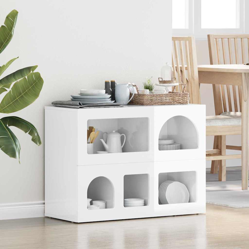 Servírovací Skříň Elst Vysoce Lesklá Bílá 80.5 X 35 X 59 Cm