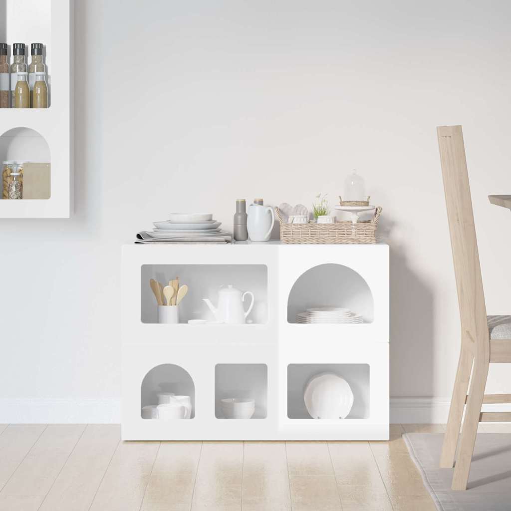 Servírovací Skříň Elst Vysoce Lesklá Bílá 80.5 X 35 X 59 Cm