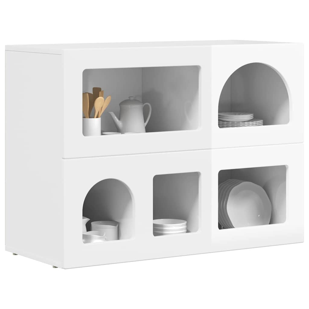Servírovací Skříň Elst Vysoce Lesklá Bílá 80.5 X 35 X 59 Cm