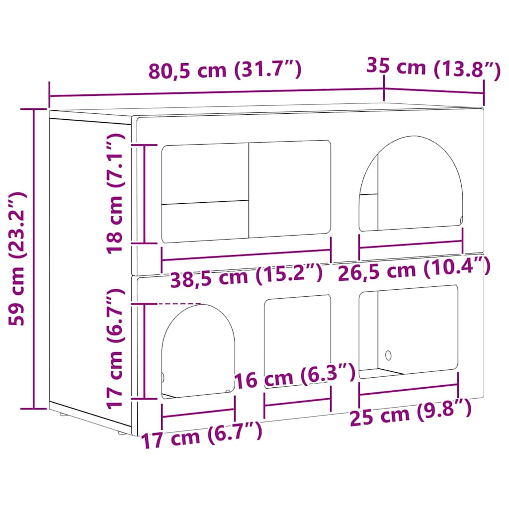 Servírovací Skříň Elst Staré Dřevo 80.5 X 35 X 59 Cm