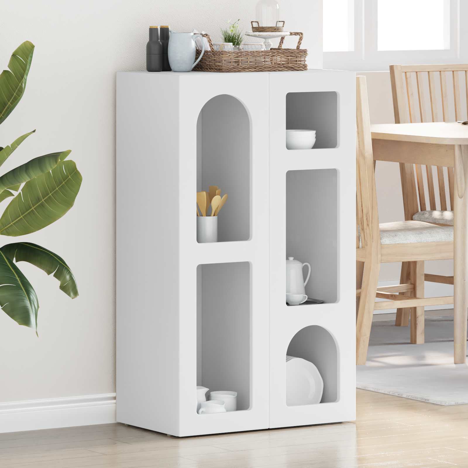Servírovací Skříň Elst Bílá 59 X 35 X 100,5 Cm Kompozitní Dřevo