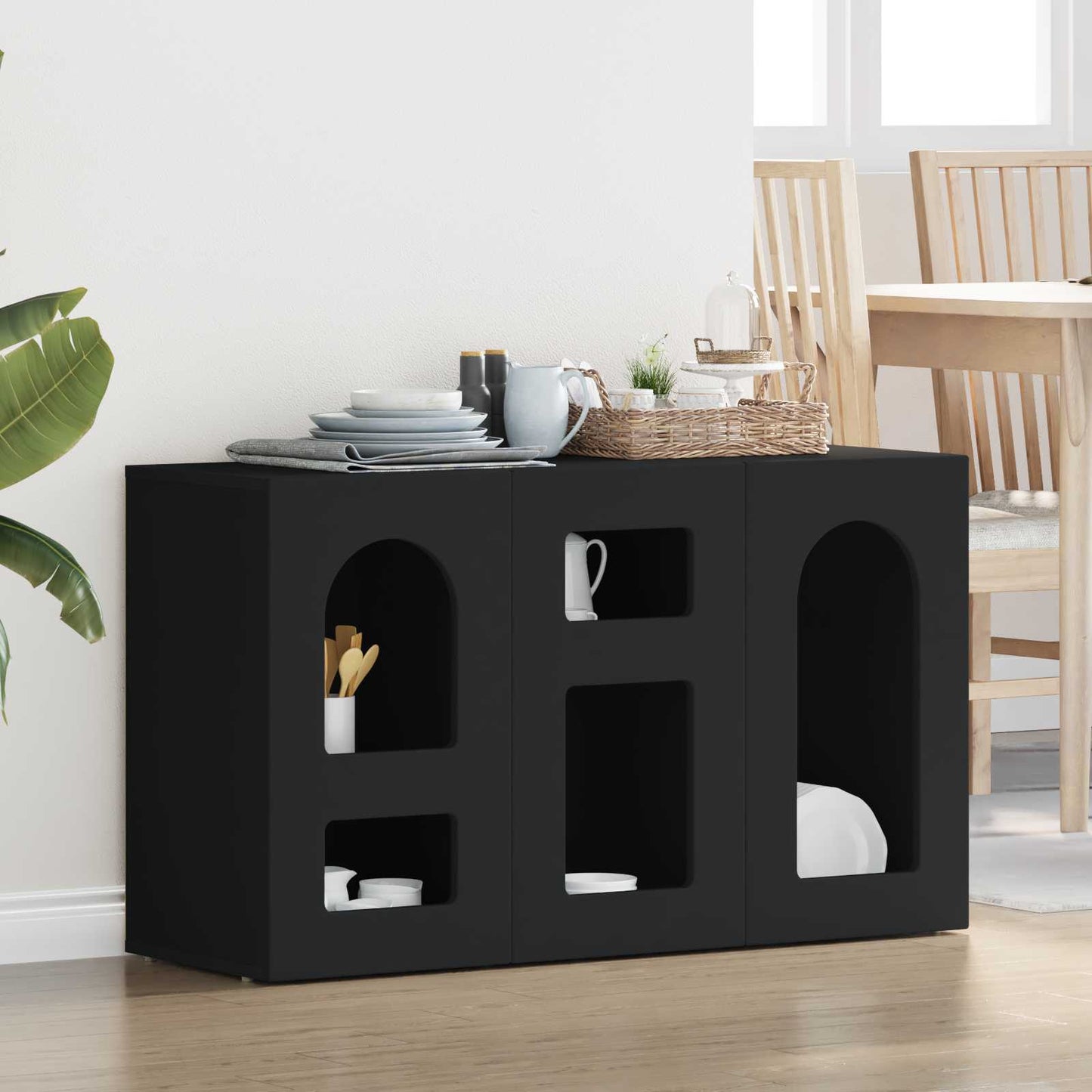 Servírovací Skříň Elst Černá 100 X 35 X 59 Cm Kompozitní Dřevo