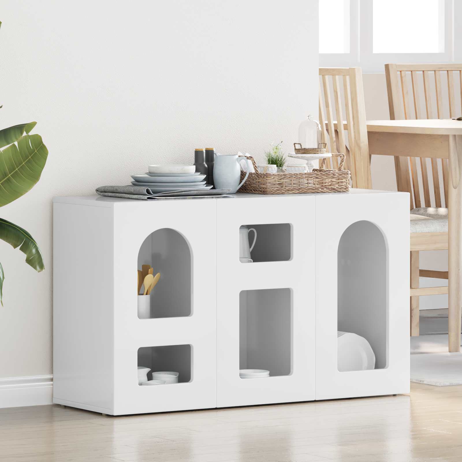 Servírovací Skříň Elst Vysoce Lesklá Bílá 100 X 35 X 59 Cm