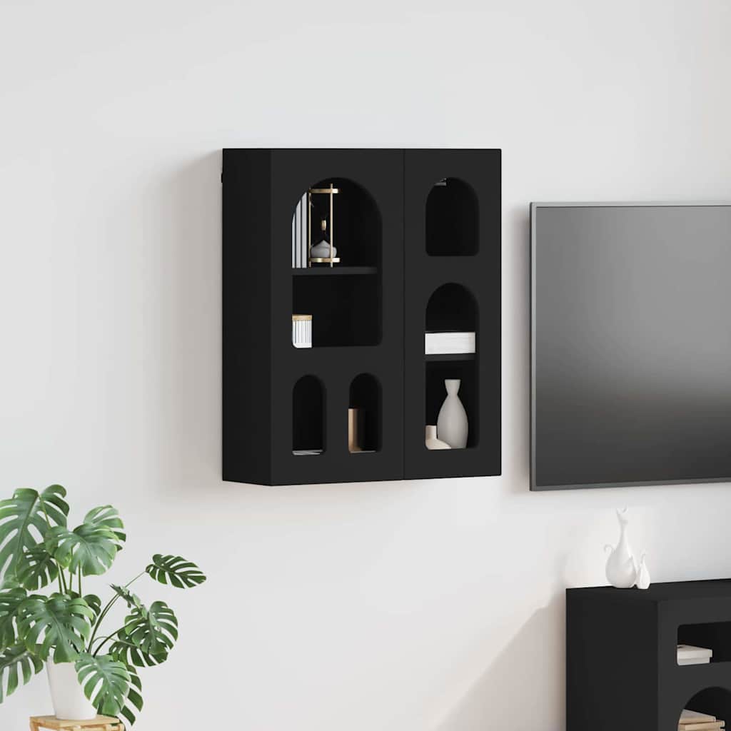 Závěsná Skříňka Elst Černá 59 X 20 X 71,5 Cm Kompozitní Dřevo