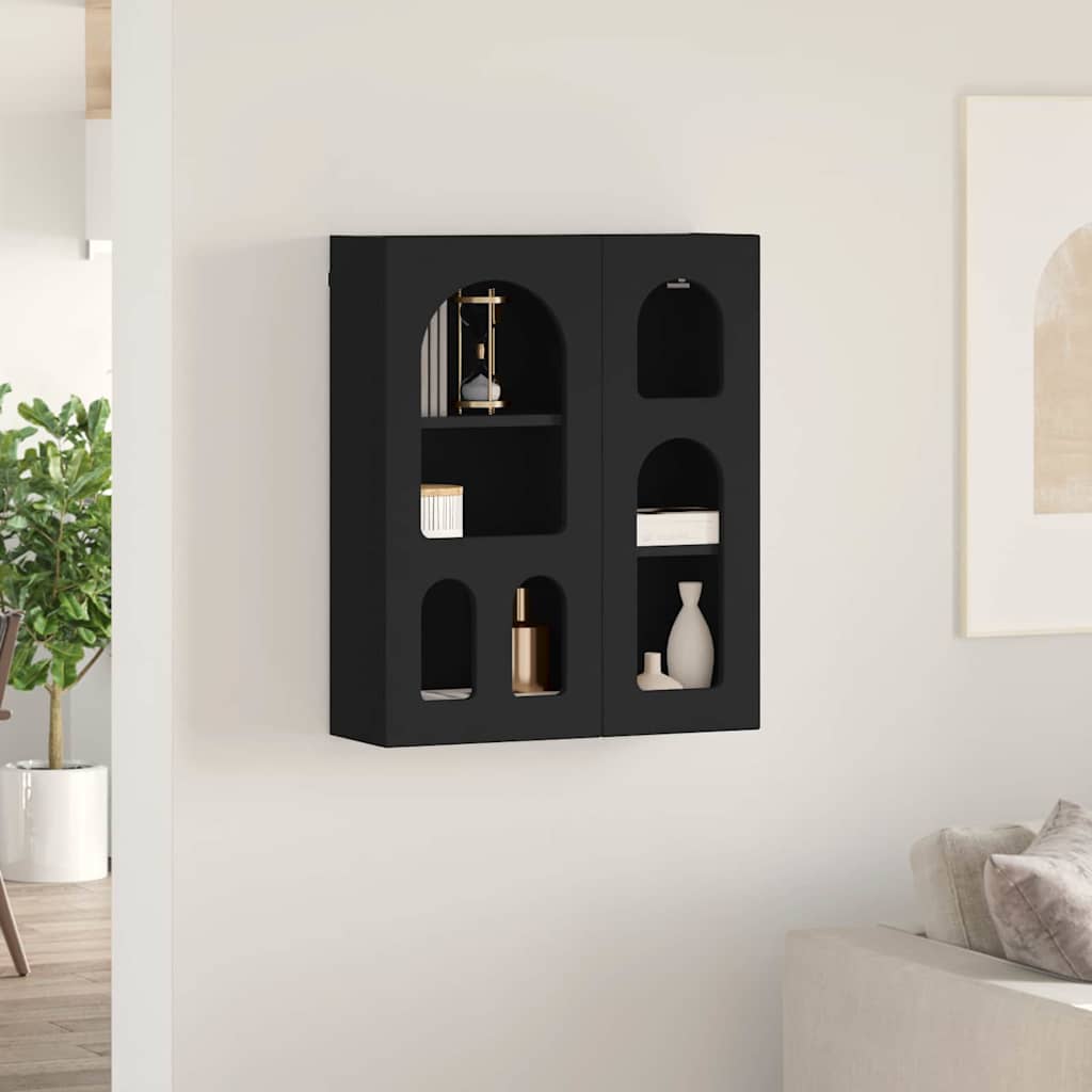 Závěsná Skříňka Elst Černá 59 X 20 X 71,5 Cm Kompozitní Dřevo