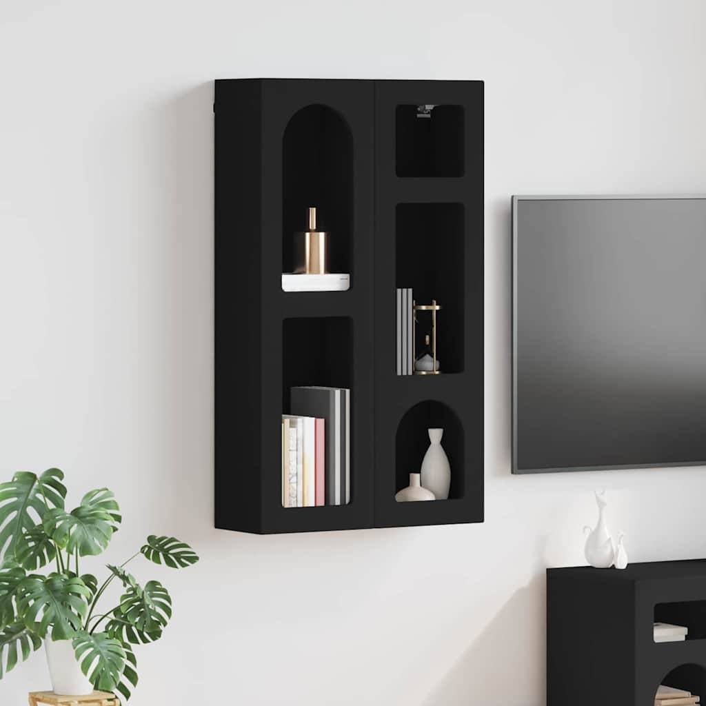 Závěsná Skříňka Elst Černá 59 X 20 X 100 Cm Kompozitní Dřevo