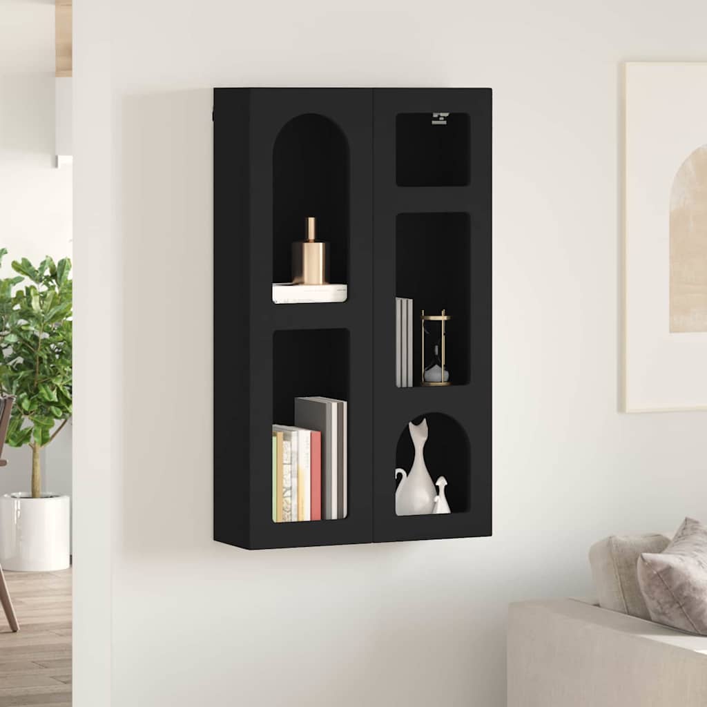 Závěsná Skříňka Elst Černá 59 X 20 X 100 Cm Kompozitní Dřevo