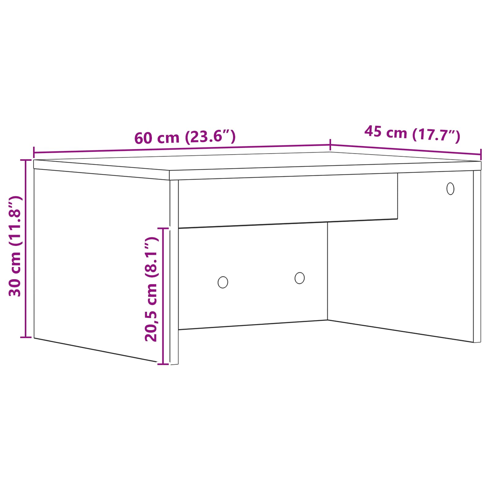 Nástěnný Stolek Sonoma Dub Kompozitní Dřevo 60 X 45 X 30 Cm