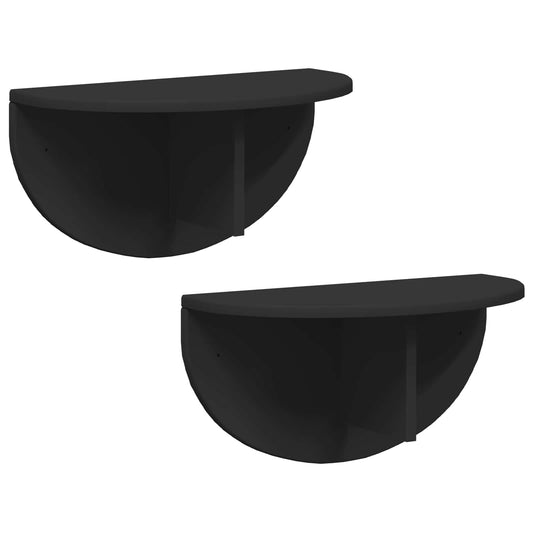 Nástěnná Polička Nástěnná Montáž 2 Pcs Černá 48 X 24 X 24 Cm