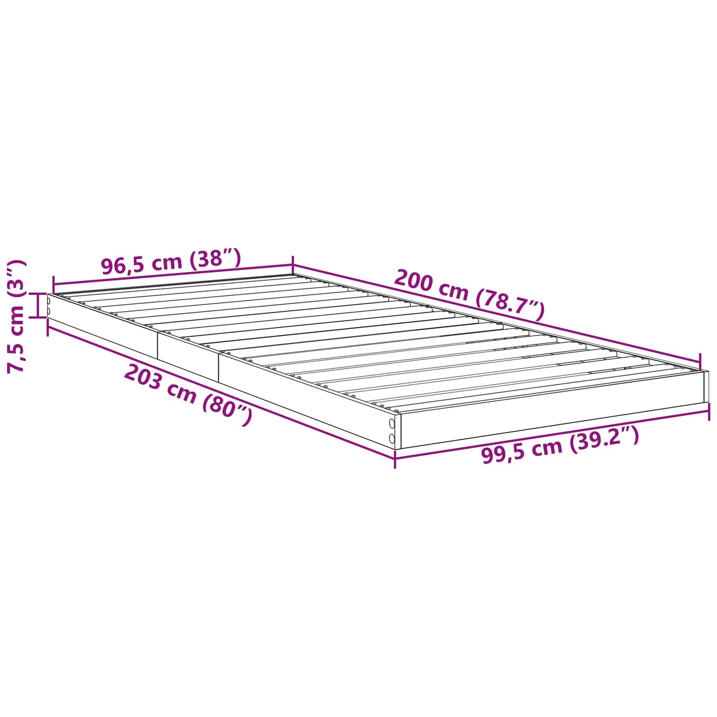 Rám Postele Staré Dřevo 100 X 200 Cm Kompozitní Dřevo