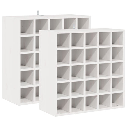 Stojan Na Víno 2 Pcs Bílá 56 X 25 X 56 Cm Masivní Borové Dřevo